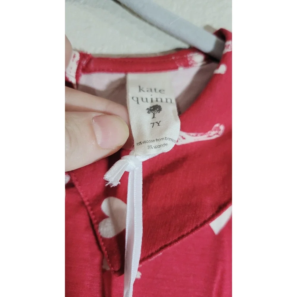 Kate Quinn Red Llama Heart Bamboo‎ Dress Girls 7Y NWT 2023